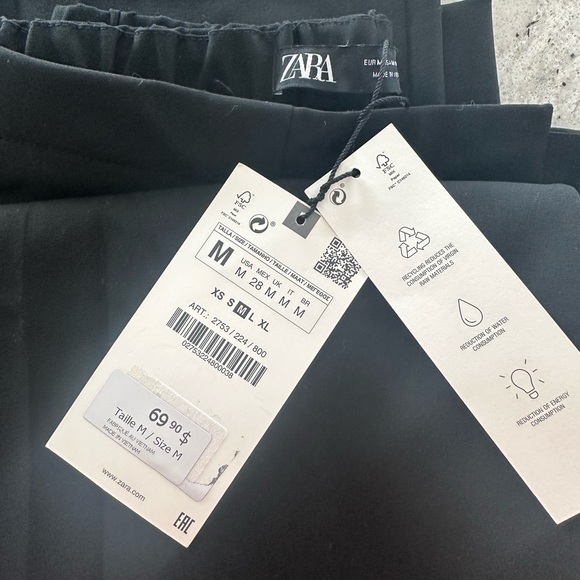 Zara Wide Leg Black Pant 2753/224/800 - Picture 2 of 4